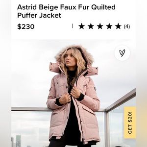 Astrid Beige Faux Fur Quilted Puffer Jacket